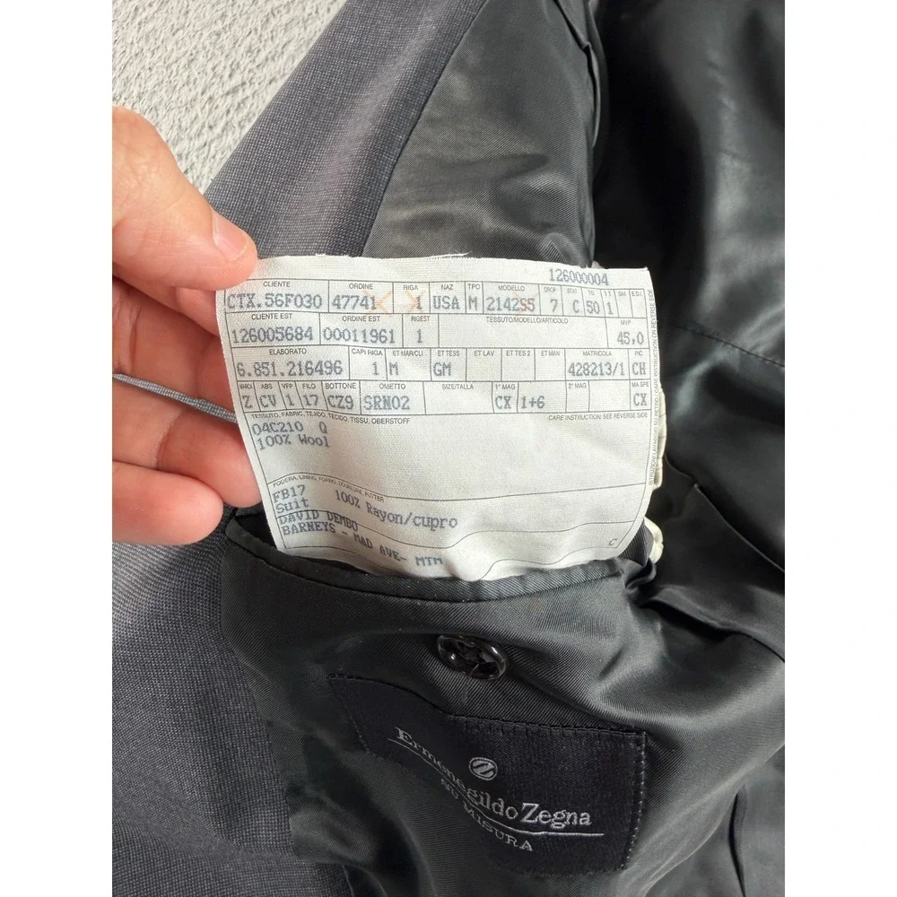Ermenegildo Zegna SU Misura Blazer Jacket Mens 42 Gray 15Mil Mil15 Wool
